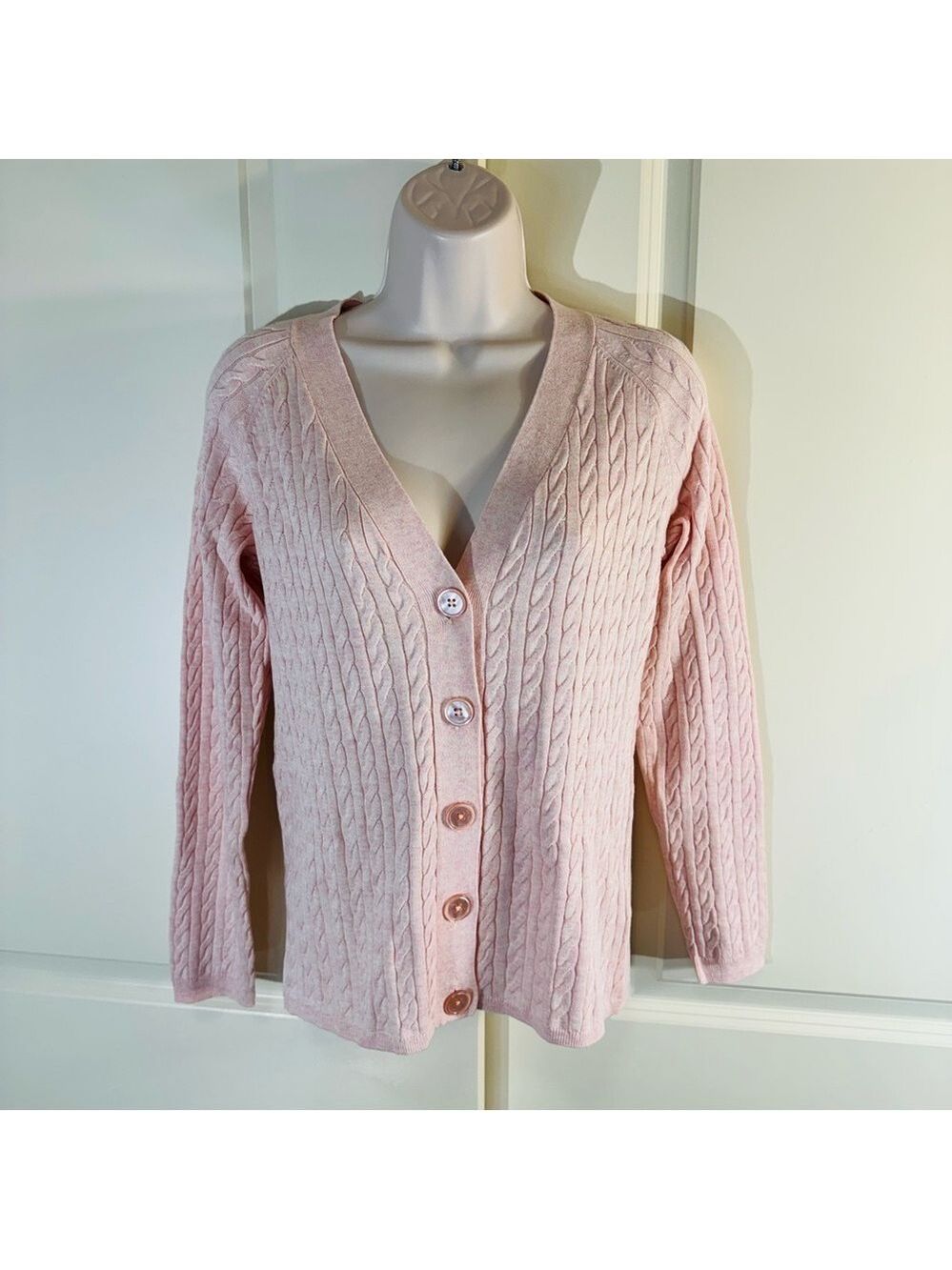 NWOT Talbots Blush Pink Cable Knit Cardigan MP